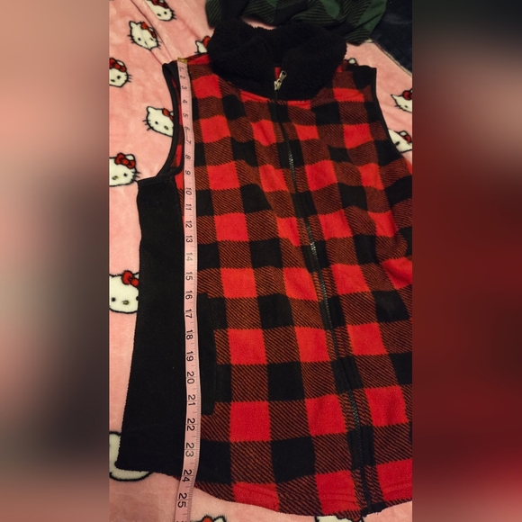 Chaps womens fleece vest size M Red Buffalo Check - Picture 8 of 9